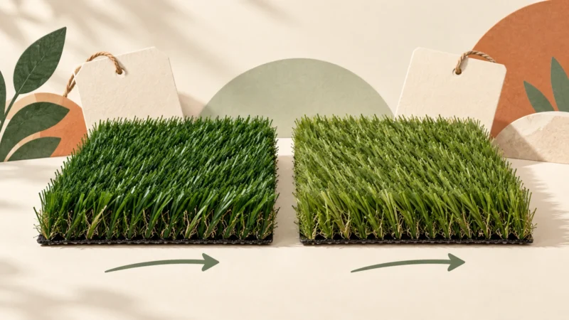 Illustration de deux échantillons orientés dans le même sens mais présentant des nuances de vert différentes.