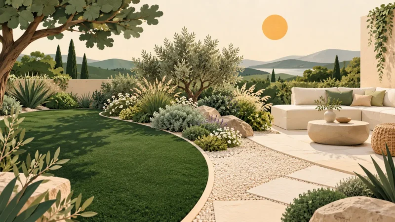 Jardin partagé entre zone verte d’usage, massif vivant et espace minéral