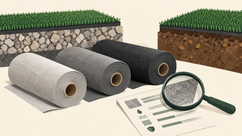 Rouleaux de géotextile et fiche à examiner selon la nature du support